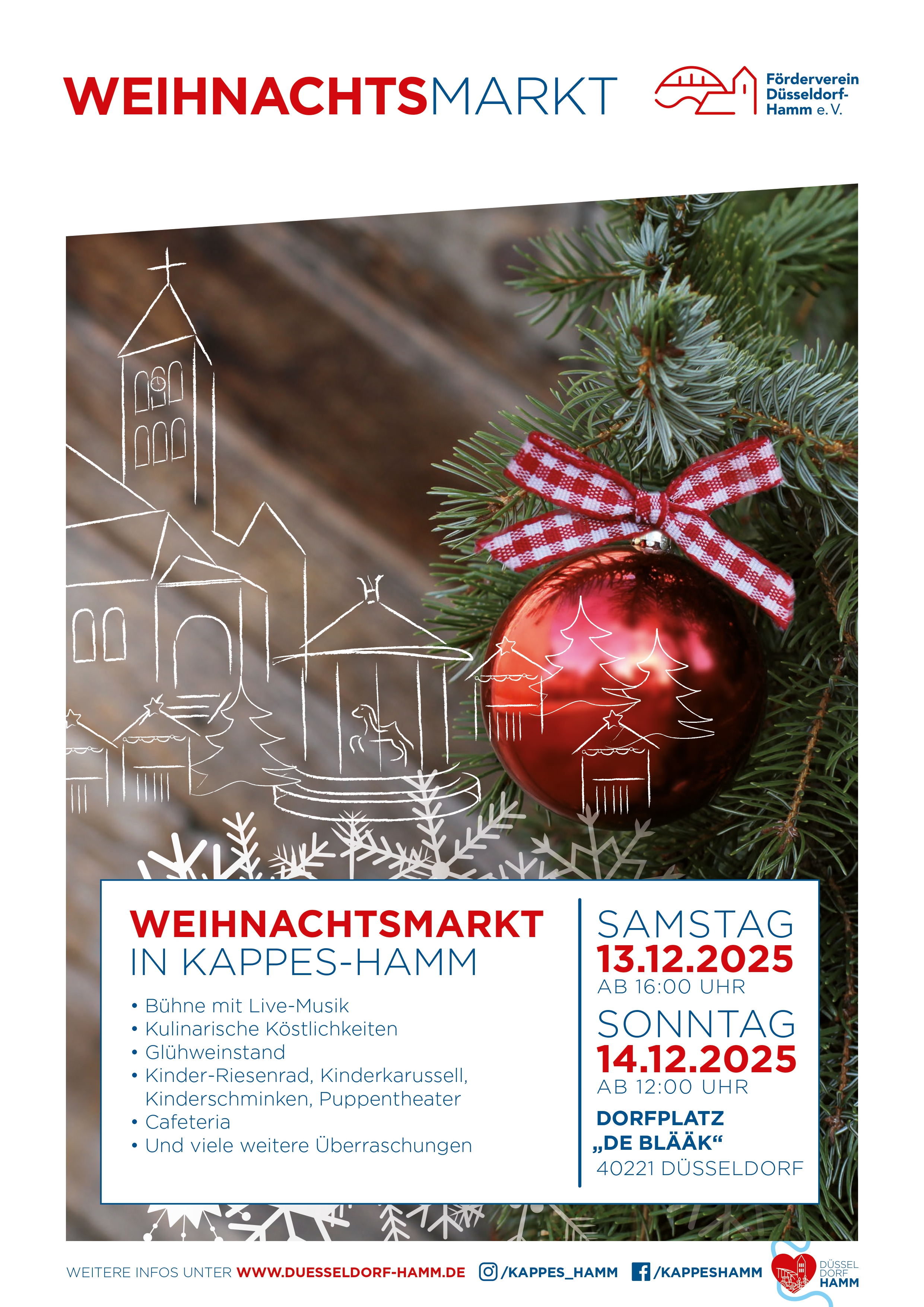 Weihnachtsmarkt in Kappes-Hamm 2025, Stände und Bühne